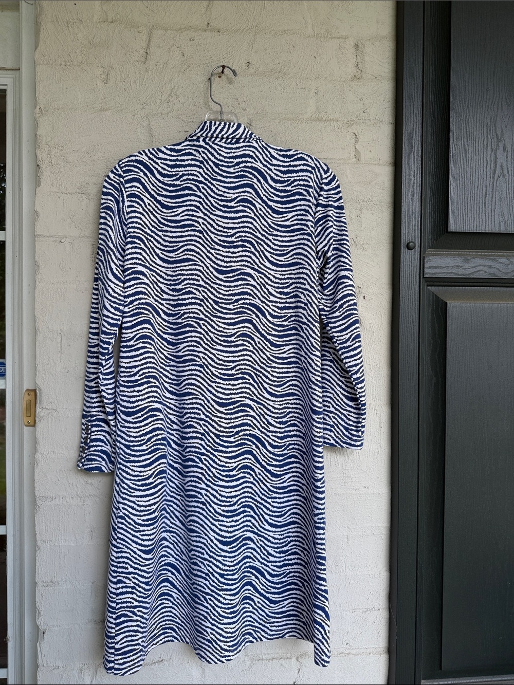 J. McLaughlin Catalina Cloth Navy/White Wave Print Pullover Shirtdress Small - Picture 7 of 12